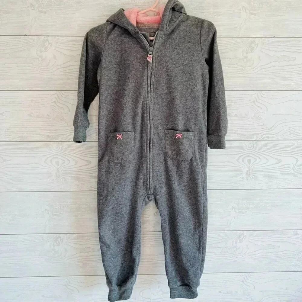 Carter’s “Mouse” hooded fleece jumpsuit Baby girl Size 24 months